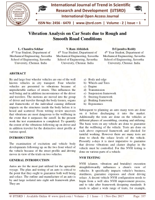 Vibration Analysis on Car seats due to Rough and Smooth Road conditions