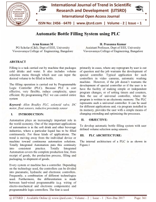 Automatic Bottle Filling System Using PLC