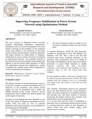 Improving Frequency Stabilization in Power System Network using Optimization Method