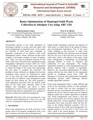 Route Optimization of Municipal Solid Waste Collection in Jabalpur City using ARC GIS