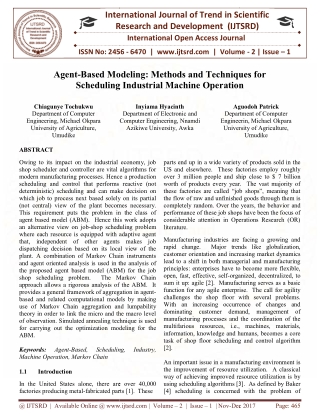 Agent Based Modeling Methods and Techniques for Scheduling Industrial Machine Operation