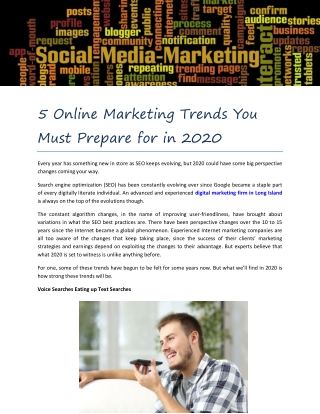 5 Online Marketing Trends You Must Prepare for in 2020