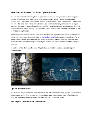 Norton protection Against Cybercriminals