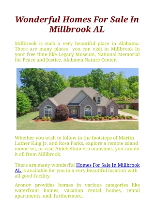 Wonderful Homes For Sale In Millbrook AL