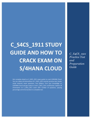 C_S4CS_1911 Study Guide and How to Crack Exam on S/4HANA Cloud