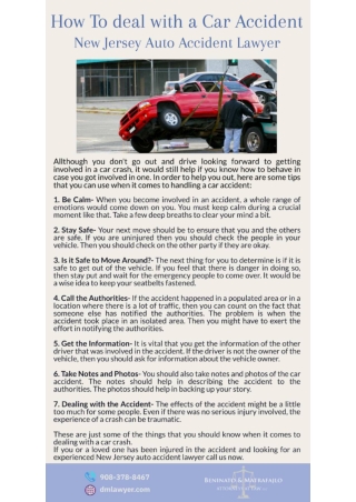 How To Deal With a Car Accident - New Jersey Auto Accident Lawyer