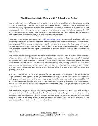 Give Unique Identity to Website with PHP Application Design