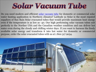 Solar Vacuum Tube For Sale