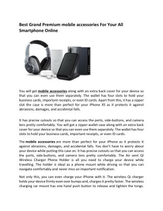 Best Grand Premium mobile accessories For Your All Smartphone Online