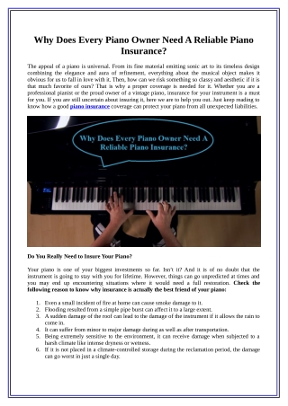 Why Does Every Piano Owner Need A Reliable Piano Insurance?