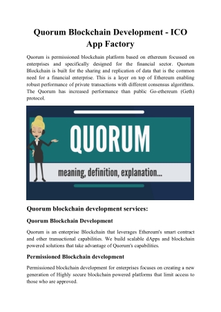 Quorum Blockchain Development - ICO App Factory