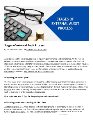 Stages of external Audit Process