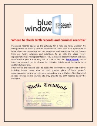 Where to check Birth records and criminal records?