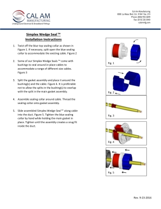 Simplex Wedge Seal Installation Instructions - Cal Am Manufacturing