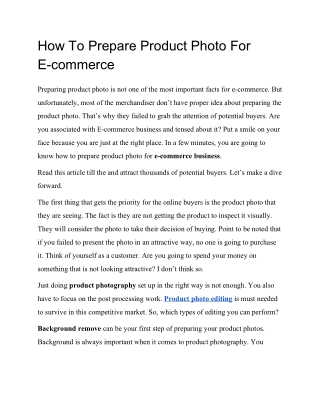 Prepare Product Photo For E-commerce Editing