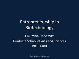 Entrepreneurship in Biotechnology