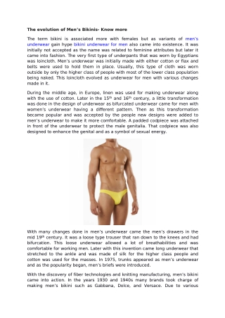 The evolution of mens bikinis-Know more