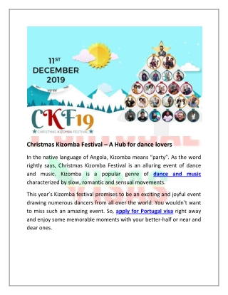 Christmas Kizomba Festival – A Hub for dance lovers