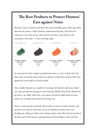 The Best Products to Protect Hunters’ Ears against Noise