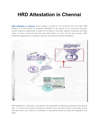 HRD Attestation in Chennai