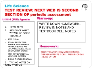 Life Science TEST REVIEW: NEXT WED IS SECOND SECTION OF periodic assessment