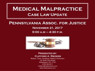 Medical Malpractice Case Law Update