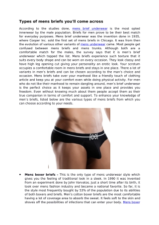 Types of mens briefs you’ll come across