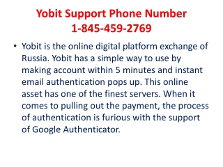Yobit Support Number 1-845-459-2769