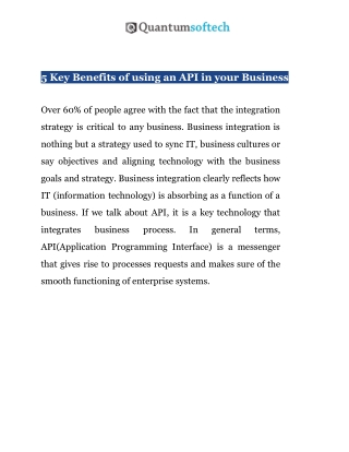 5 Key Benefits of using an API in your Business