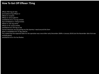 How To Get Off Effexor 75mg