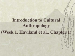 Introduction to Cultural Anthropology (Week 1, Haviland et al., Chapter 1)