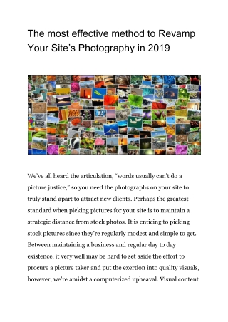 The most effective method to Revamp Your Site’s Photography in 2019