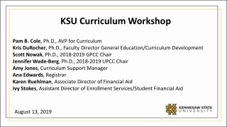 KSU Curriculum Workshop