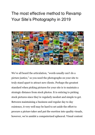 The most effective method to Revamp Your Site’s Photography in 2019