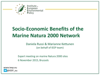 Socio-Economic Benefits of the Marine Natura 2000 Network