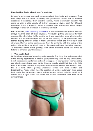 Fascinating facts about men’s g-string