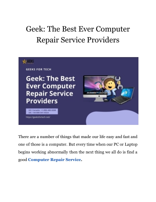 Geek: The Best Ever Computer Repair Service Providers