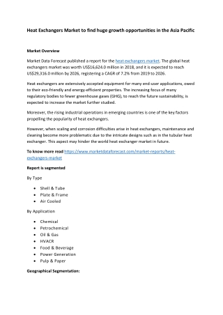 Heat Exchangers Market  Analysis-2019