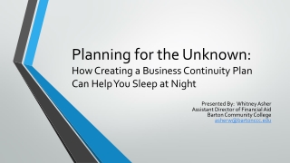 Planning for the Unknown: How Creating a Business Continuity Plan Can Help You Sleep at Night