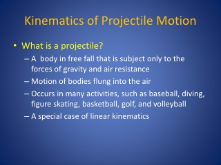 Kinematics of Projectile Motion