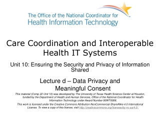 Care Coordination and Interoperable Health IT Systems