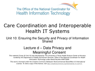 Care Coordination and Interoperable Health IT Systems