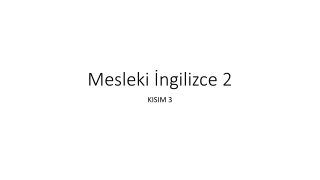 Mesleki İngilizce 2