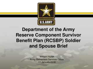 William Hursh Army Retirement Services Office 11 January 2018