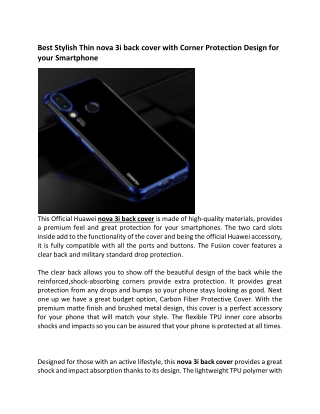 Best Stylish Thin nova 3i back cover with Corner Protection Design for your Smartphone