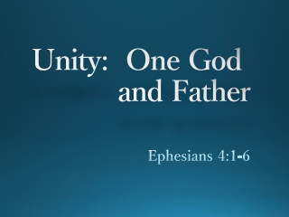 Unity: One God and Father