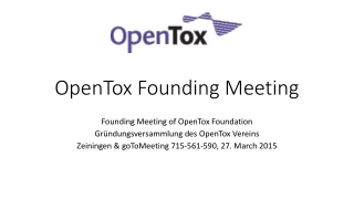 OpenTox Founding Meeting
