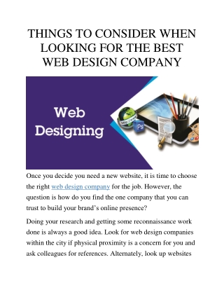 THINGS TO CONSIDER WHEN LOOKING FOR THE BEST WEB DESIGN COMPANY