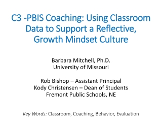 Key Words: Classroom, Coaching, Behavior, Evaluation