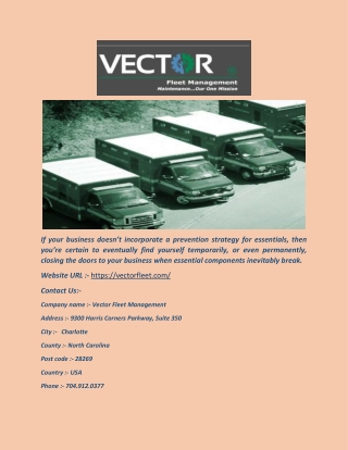 fleet management companies - Vector Fleet Management